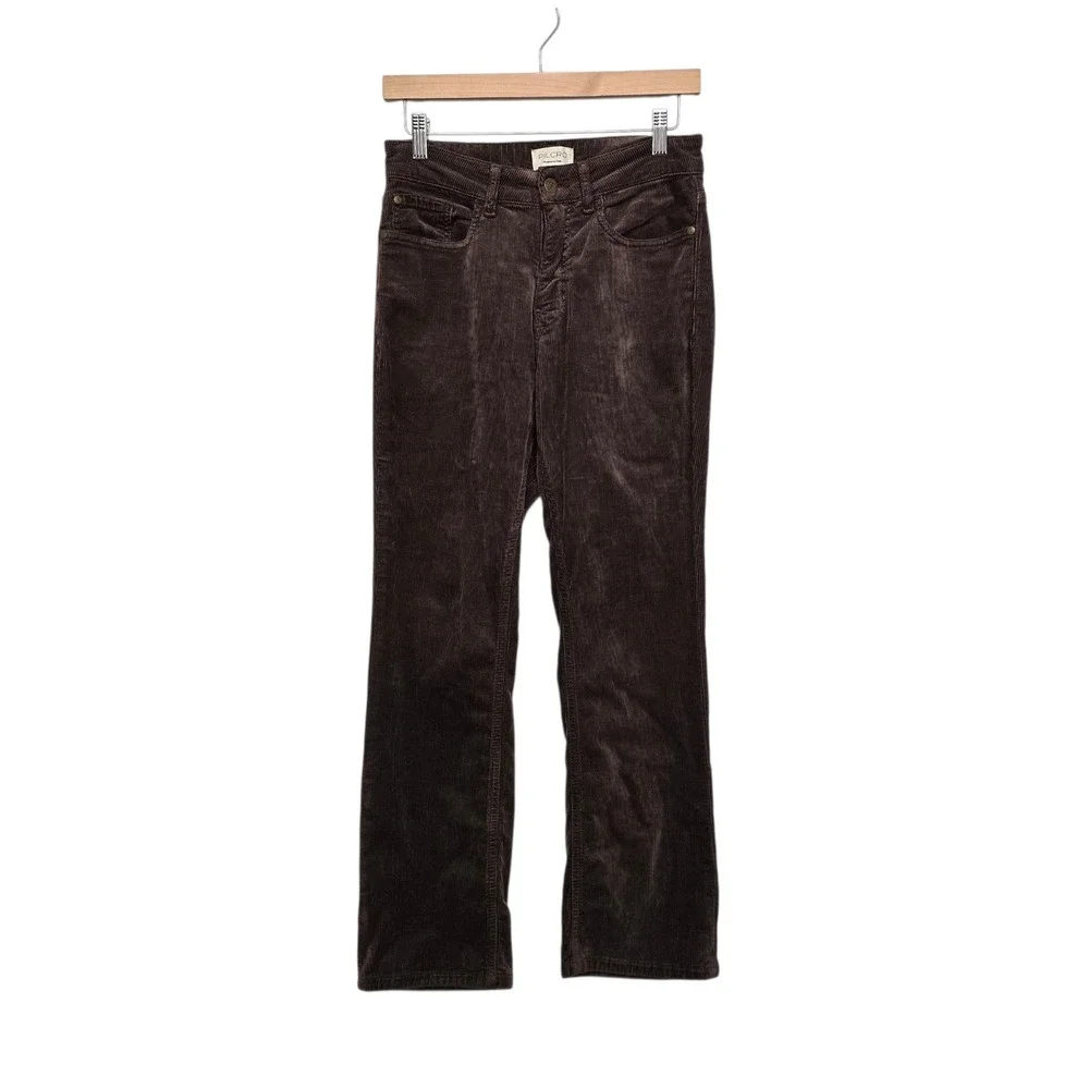 Pilcro Anthropologie Brown Corduroy Straight Leg Mid Rise Pants Size 28 Espresso